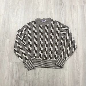 VINTAGE 1980s Geometric Lightweight Crewneck Sweater Size Medium M Women's